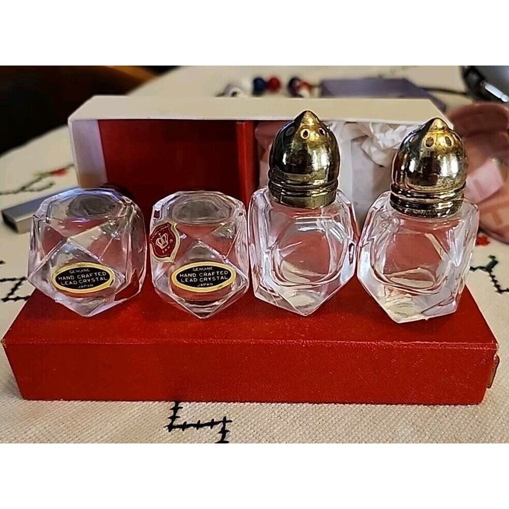 4 Ebeling & Reuss Royal Crown Hand Crafted Lead Crystal Salt & Pepper Shaker